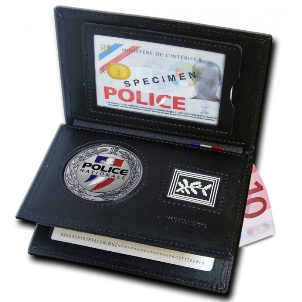 PORTE CARTE MEDAILLE POLICE + GRADE - 3 VOLETS