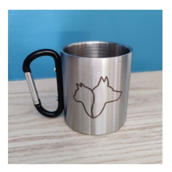  Petit mug alu gris avec mousqueton BAB
