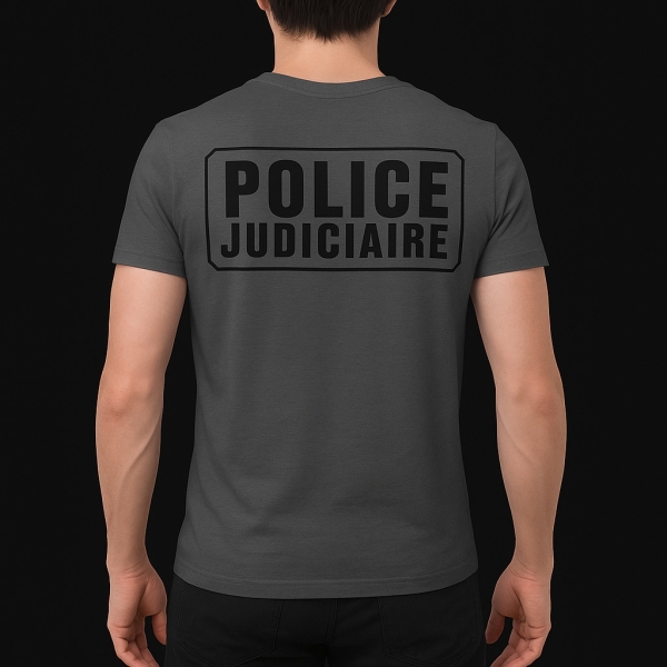 TEE SHIRT POLICE JUDICIAIRE HOMME GRIS FONCE