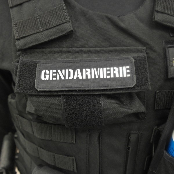 Bande Gendarmerie Cordura Noir - Reflekt White - 10*3 cm