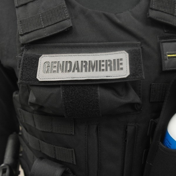 Bande Gendarmerie Cordura Gris - Noir - 10*3 cm