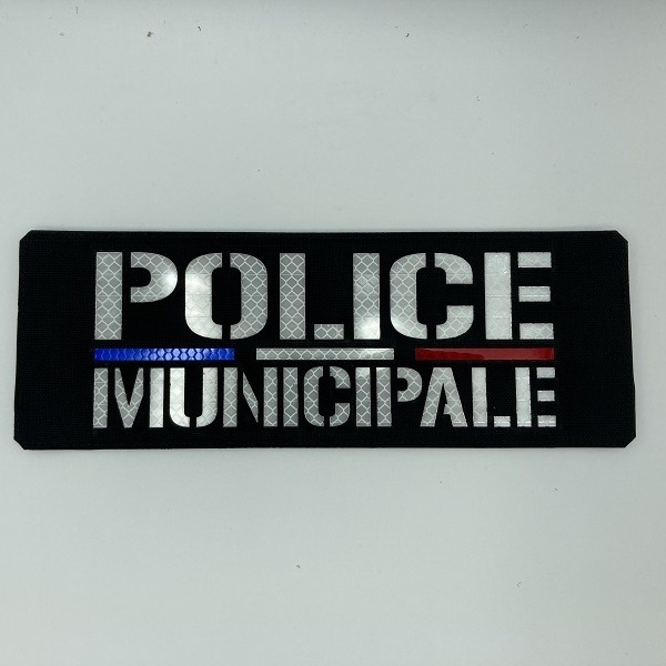 Bande Police Municipale Cordura Noir - Reflekt White - 28*10 cm