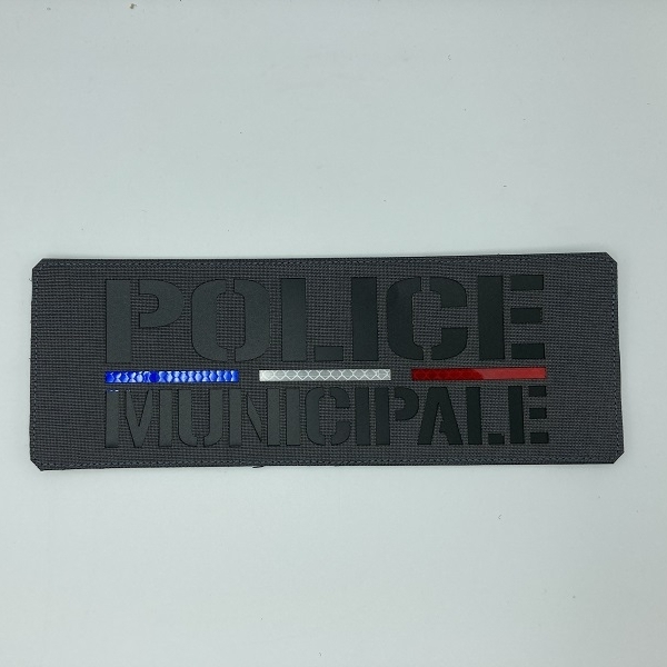 Bande Police Municipale Cordura Gris - Noir - 28*10 cm