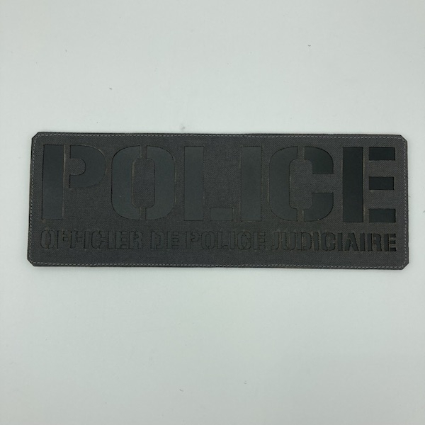 Bande Police Officier de Police Judiciaire Cordura Gris - Noir - 28*10 cm
