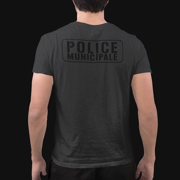 TEE SHIRT POLICE MUNICIPALE HOMME GRIS FONCE