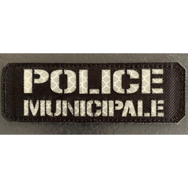 Bande Police Municipale Cordura Noir - Reflekt White - 10*3 cm
