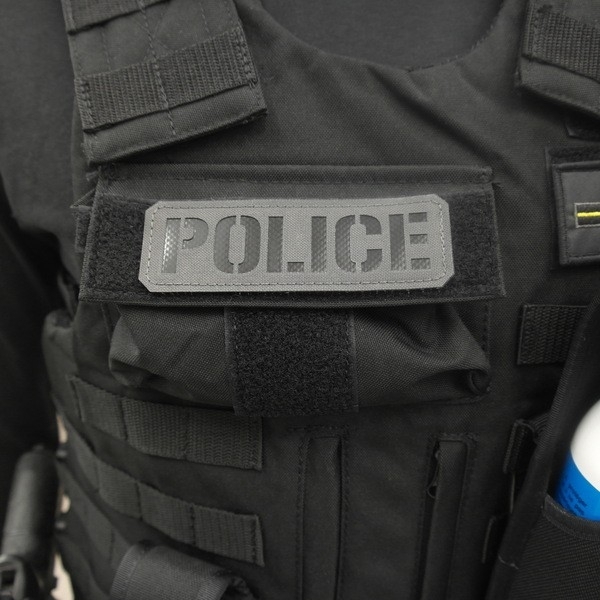 Bande Police Cordura Gris - Noir - 10*3 cm