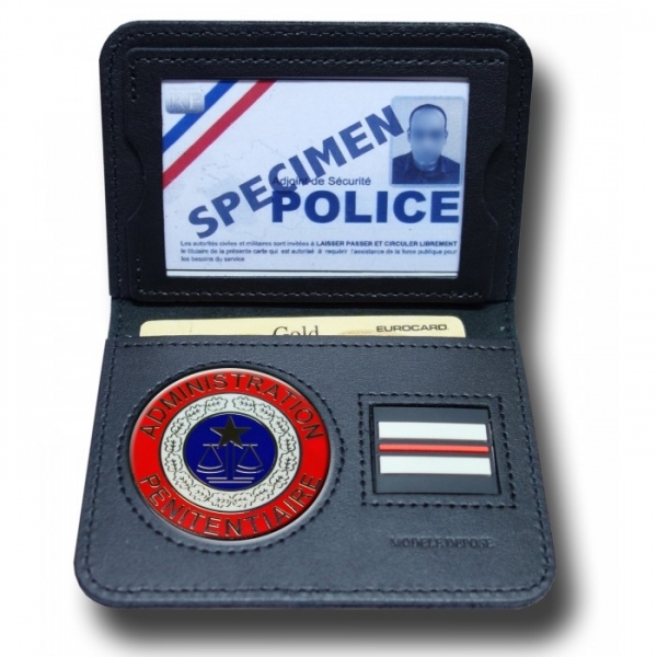 PORTE CARTE MEDAILLE ADMINISTRATION PENITENTIAIRE + GRADE - 2 VOLETS