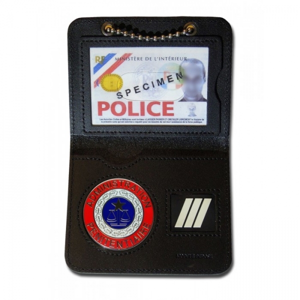 PORTE CARTE TOUR DE COU MEDAILLE ADMINISTRATION PENITENTIAIRE + GRADE
