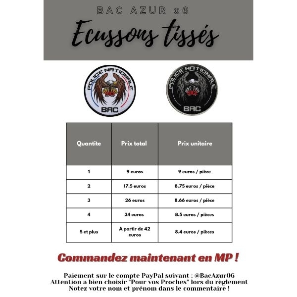 Ecusson tissé BAC NICE blanc