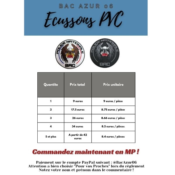 Ecusson PVC BAC NICE blanc