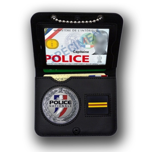 PORTE CARTE TOUR DE COU MEDAILLE POLICE + GRADE